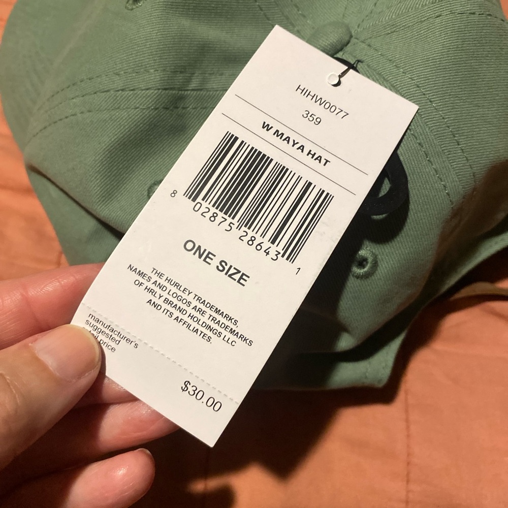 HURLEY womens green cotton cap mom hat adjustable ON ISLAND TIME - Picture 2 of 5